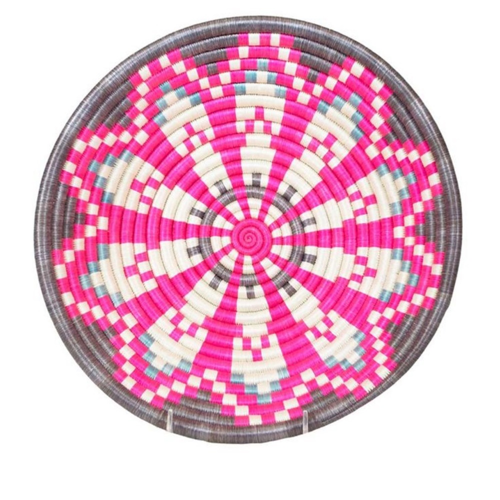 HANDMADE WOVEN BASKET NATURAL MATERIALS AFRICAN ARTISANS fair trade pink basket